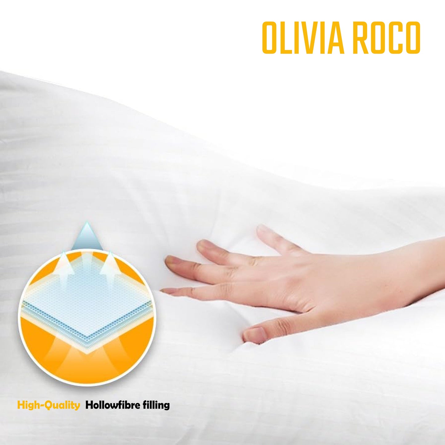 OLIVIA ROCCO 2 Pack Luxury Hotel Pillows Hypoallergenic Hollowfibre Soft Medium Support Breathable For Comfortable Sleep Standard Size
