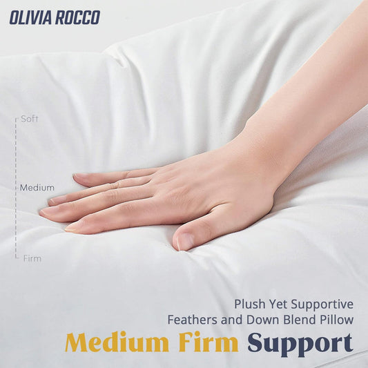 OLIVIA ROCCO 2 Pack Hypoallergenic Duck Feather And Down Pillows Hotel Quality Comfort And Superior Support Premium Filling For All Sleep Positions