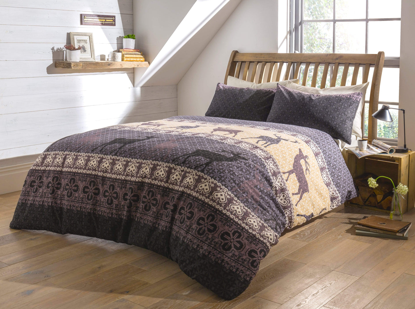 Duvet Set Fair Isle Highland Brushed Cotton Flannel Super Soft Bedding