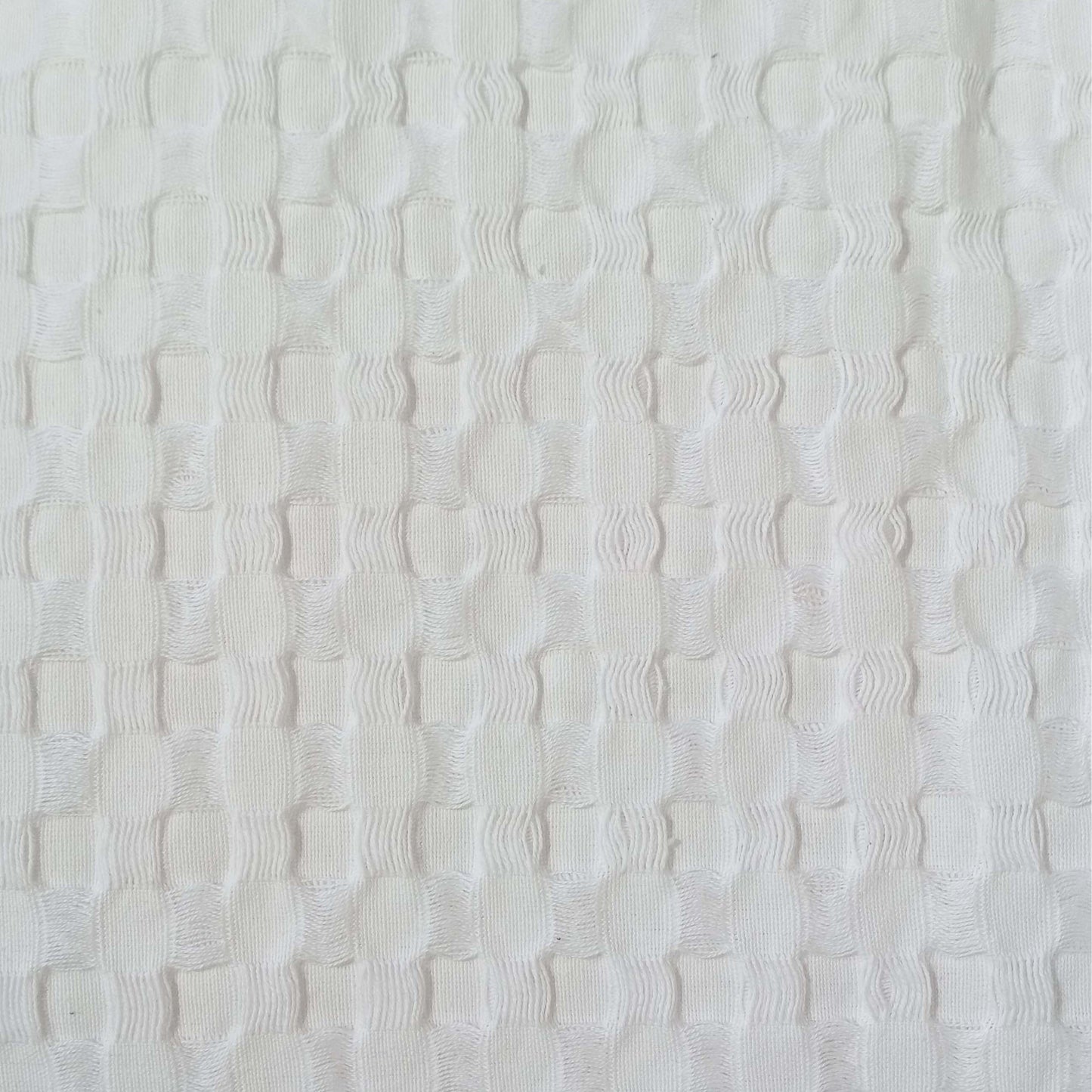 OLIVIA ROCCO Florian Checked Throw Blanket White 100 Percent Cotton Bedspread For Sofas Armchairs Settees Couches Beds Decor