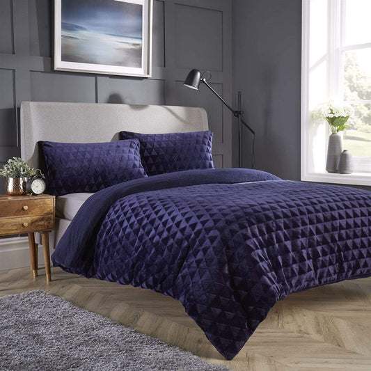 OLIVIA ROCCO Geometric Reversible Teddy Bear Faux Fur Duvet Set Ultra Soft Bedding OEKO-TEX Certified For Cozy Winter Nights
