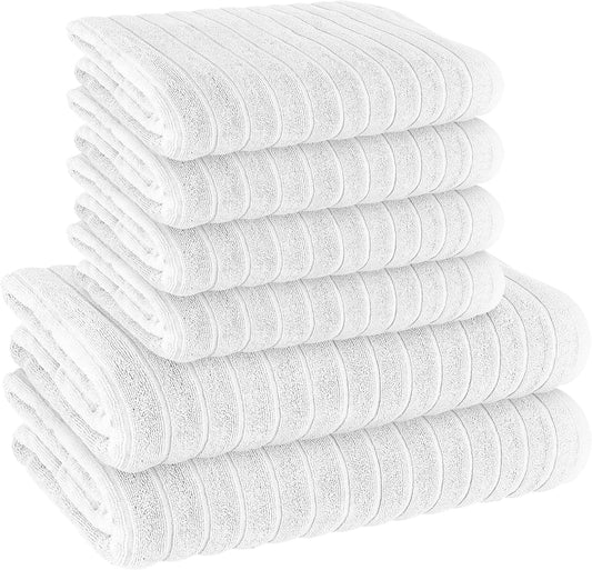 OLIVIA ROCCO Hydro Cotton Ribbed Towels Jumbo Bath Sheets 2 Pack Charcoal Highly Absorbent Quick Dry Soft Lightweight Set
