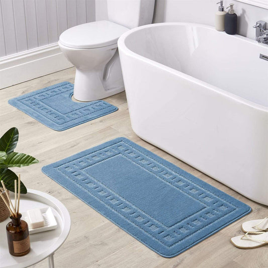 OLIVIA ROCCO Jumbo Miami Bath Mat Set Ultra Soft Non-Slip Ultra-Absorbent For Stylish Bathrooms In Multiple Colours Pedestal Included