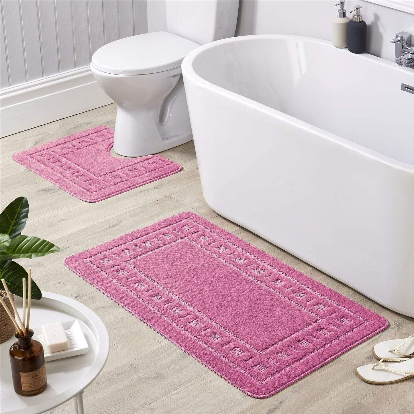 OLIVIA ROCCO Jumbo Miami Bath Mat Set Ultra Soft Non-Slip Ultra-Absorbent For Stylish Bathrooms In Multiple Colours Pedestal Included