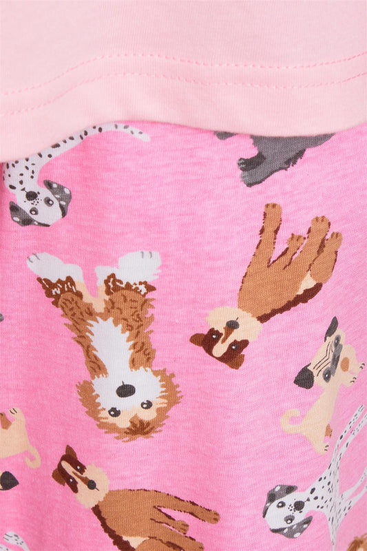 OLIVIA ROCCO Pajama Set Pink Dog Print Jersey Cotton Long Sleeve Sleepwear Womens Loungewear Multiple Sizes Soft Comfortable Relaxed Fit