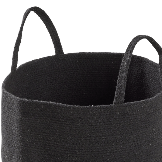 OLIVIA ROCCO Large Woven Cotton Laundry Basket With Handles Durable Rope Storage Bin For Clothes Toys Household Items Black Grey Natural