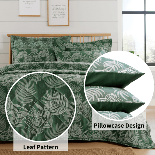 OLIVIA ROCCO Leaf Jacquard Reversible Duvet Cover Sets Grey And Pink Cotton Blend Eco Friendly Bedding In King Queen Double Single Sizes