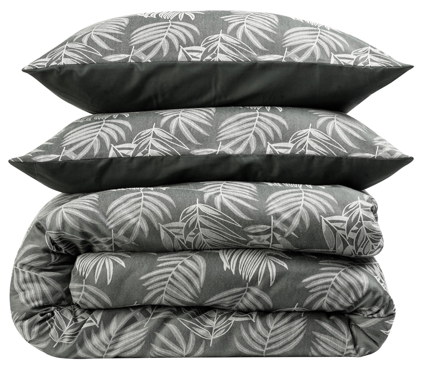 OLIVIA ROCCO Leaf Jacquard Reversible Duvet Cover Sets Grey And Pink Cotton Blend Eco Friendly Bedding In King Queen Double Single Sizes