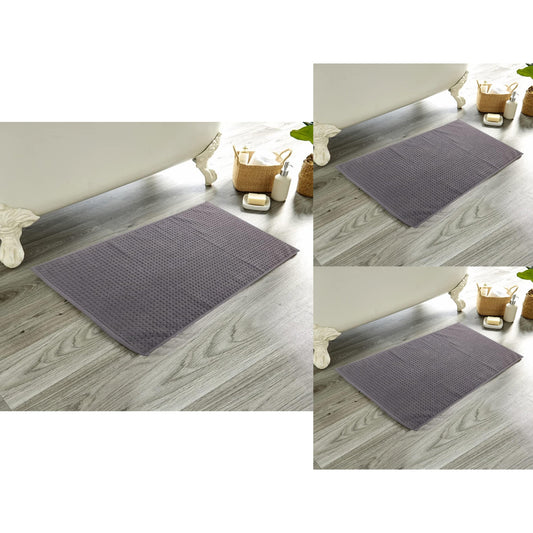 OLIVIA ROCCO Pack Of 3 Luxe Ultra-Soft Deep Cotton Pile Bathmats Eco-Friendly Absorbent Quick-Drying Premium Cotton Rug For Bathroom Decor
