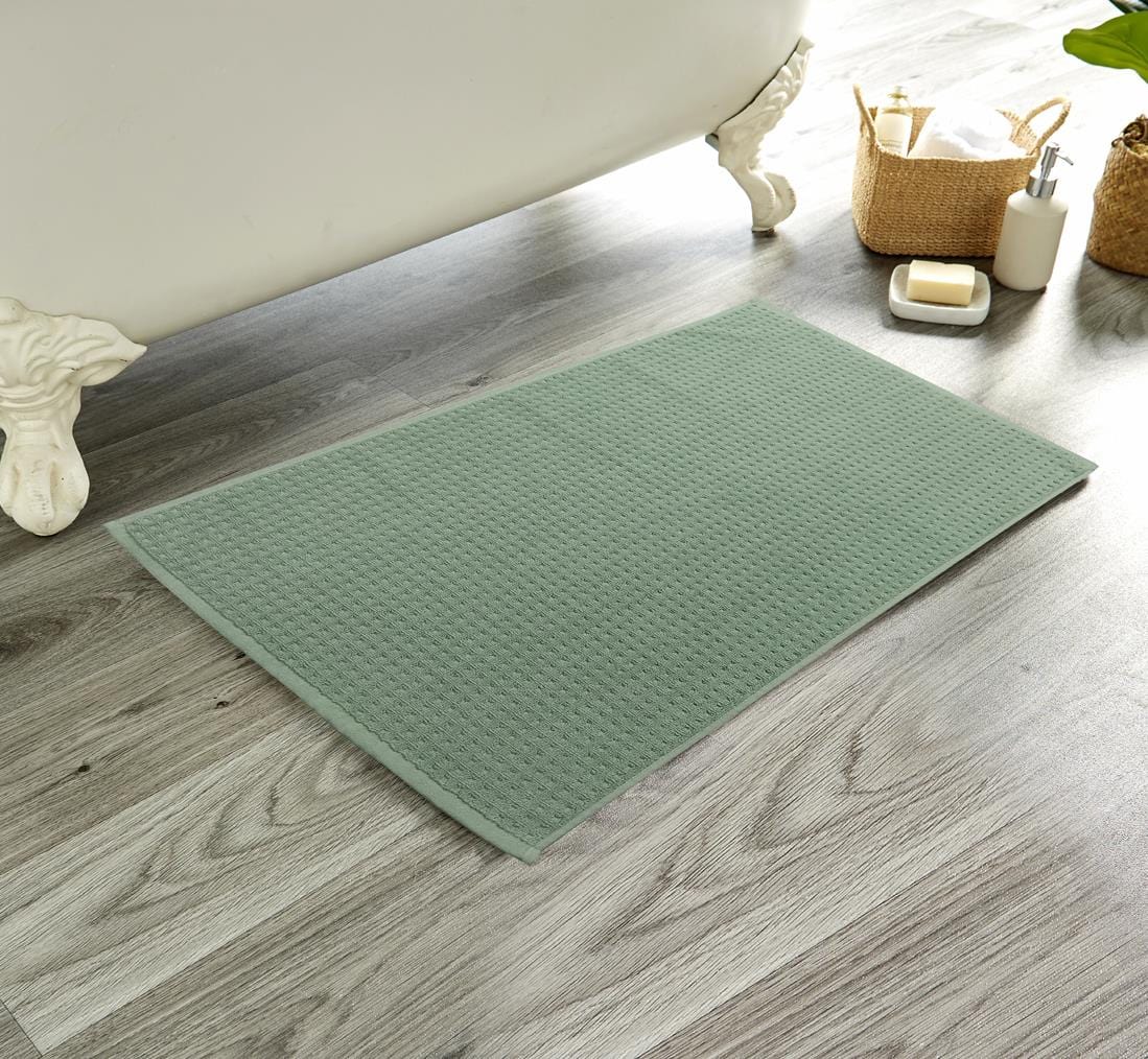OLIVIA ROCCO Luxe Deep Cotton Pile Bath Mats Handcrafted Eco Friendly Absorbent Quick Drying Premium Cotton Rug For Bathroom Decor