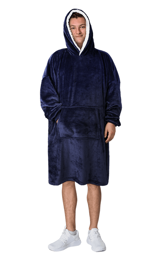 OLIVIA ROCCO Mens Hooded Oversized Blanket Giant Hoodie With Sherpa Lining Grey Stars Pocket Ultra Soft Plush Flannel Exterior