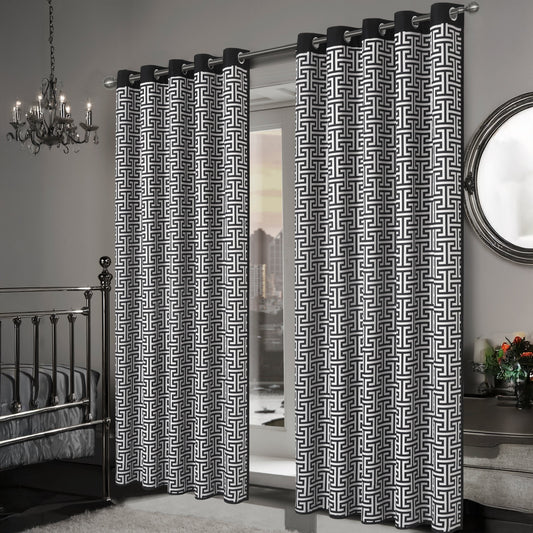 OLIVIA ROCCO Milano Geometric Blackout Curtains Thermal Insulated Eyelet Pair Light Blocking Window Drapes For Living Room Bedroom