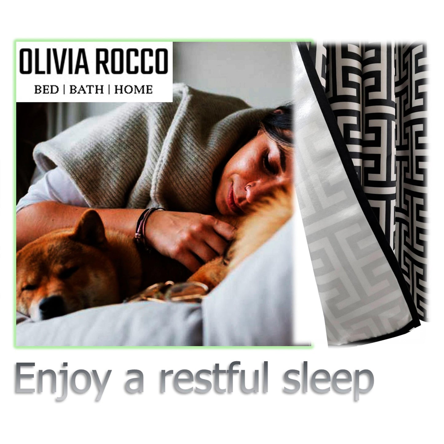 OLIVIA ROCCO Milano Geometric Blackout Curtains Thermal Insulated Eyelet Pair Light Blocking Window Drapes For Living Room Bedroom