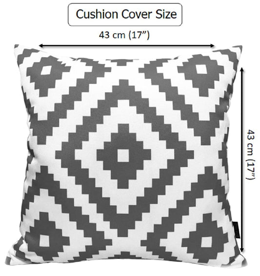 OLIVIA ROCCO Nairobi Charcoal Waterproof Cushion Covers 43 x 43 Cm Reversible Breathable Indoor Outdoor Patio Garden Sofa Bed Chair