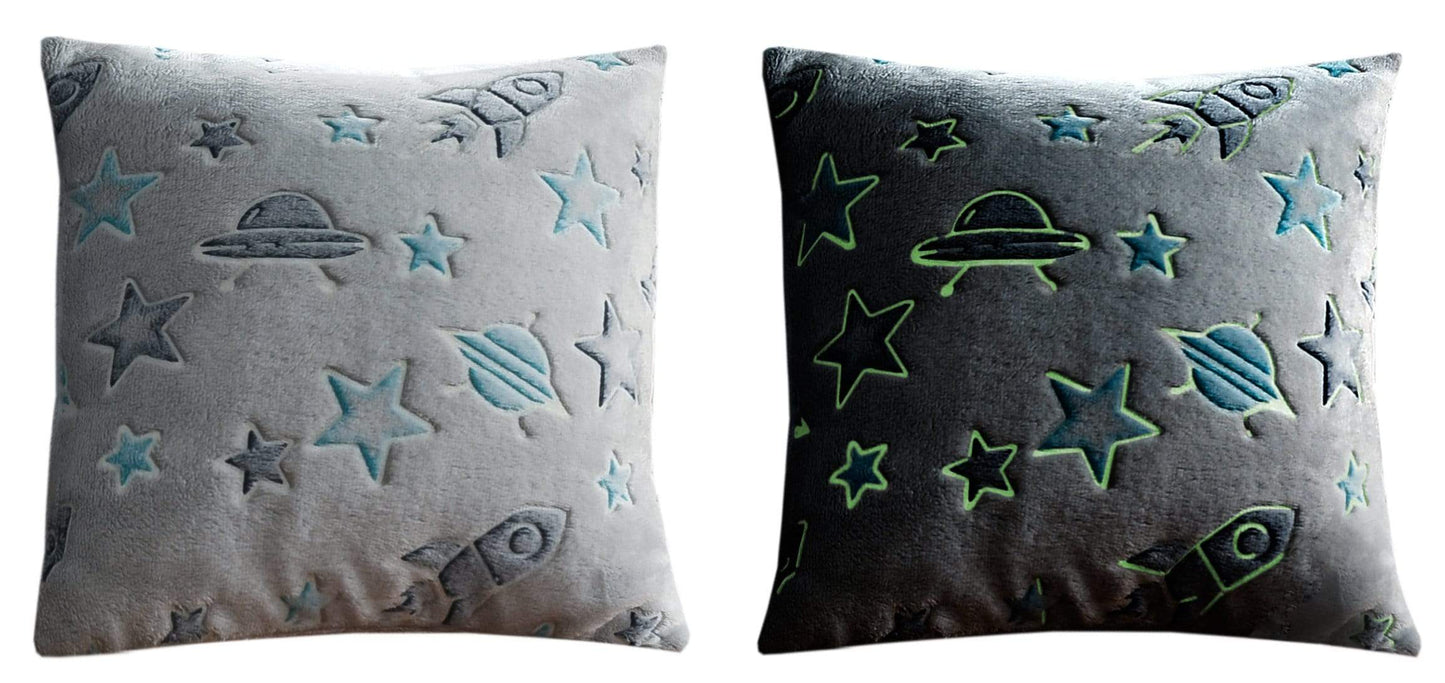 Outer Space Glow In The Dark Teddy Fleece Duvet Set For Children