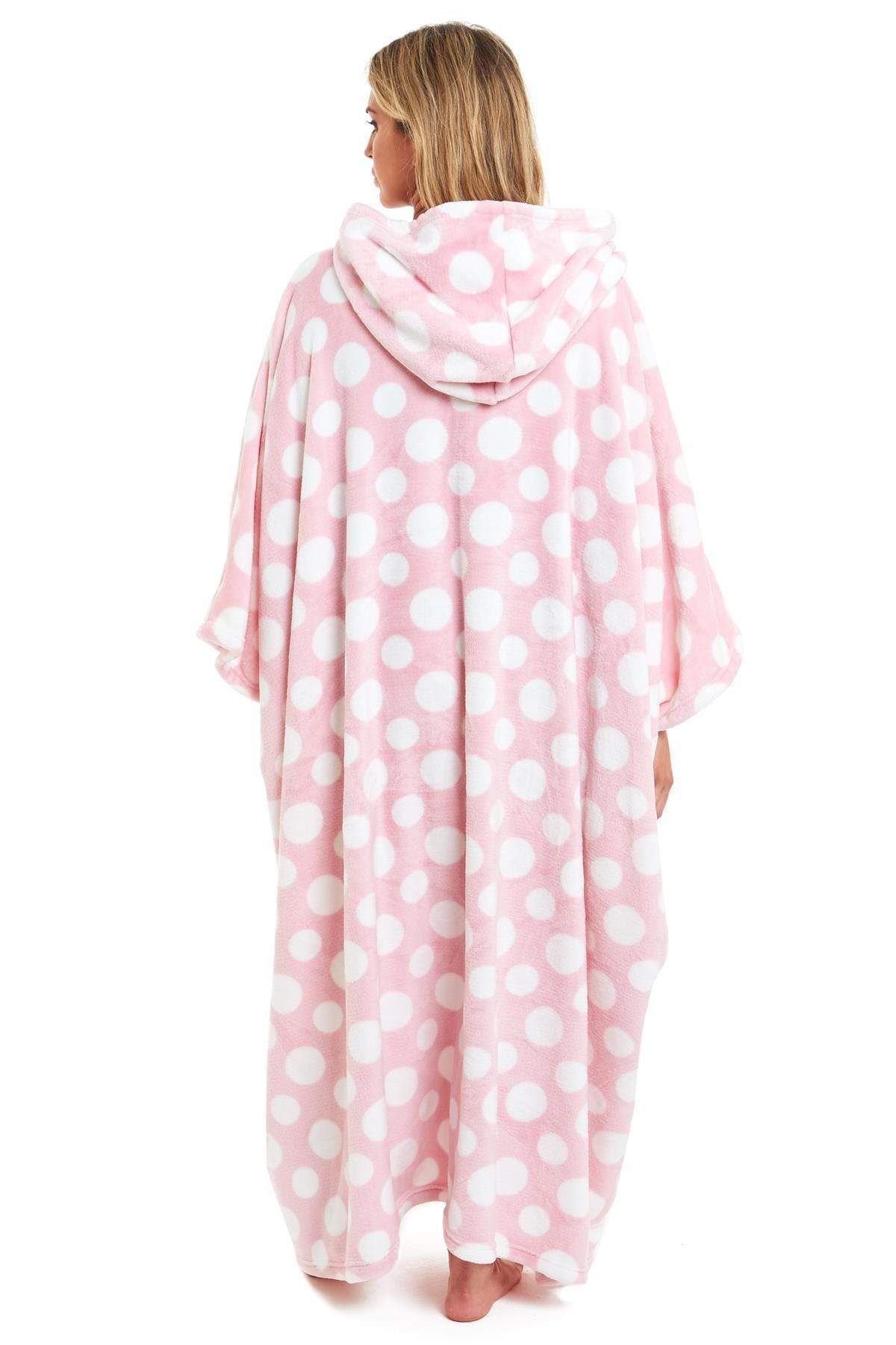 OLIVIA ROCCO Oversized Hooded Fleece Poncho Blanket Stars Polka Dots Wearable Plush Blanket Front Pocket For Adults Indoor Outdoor