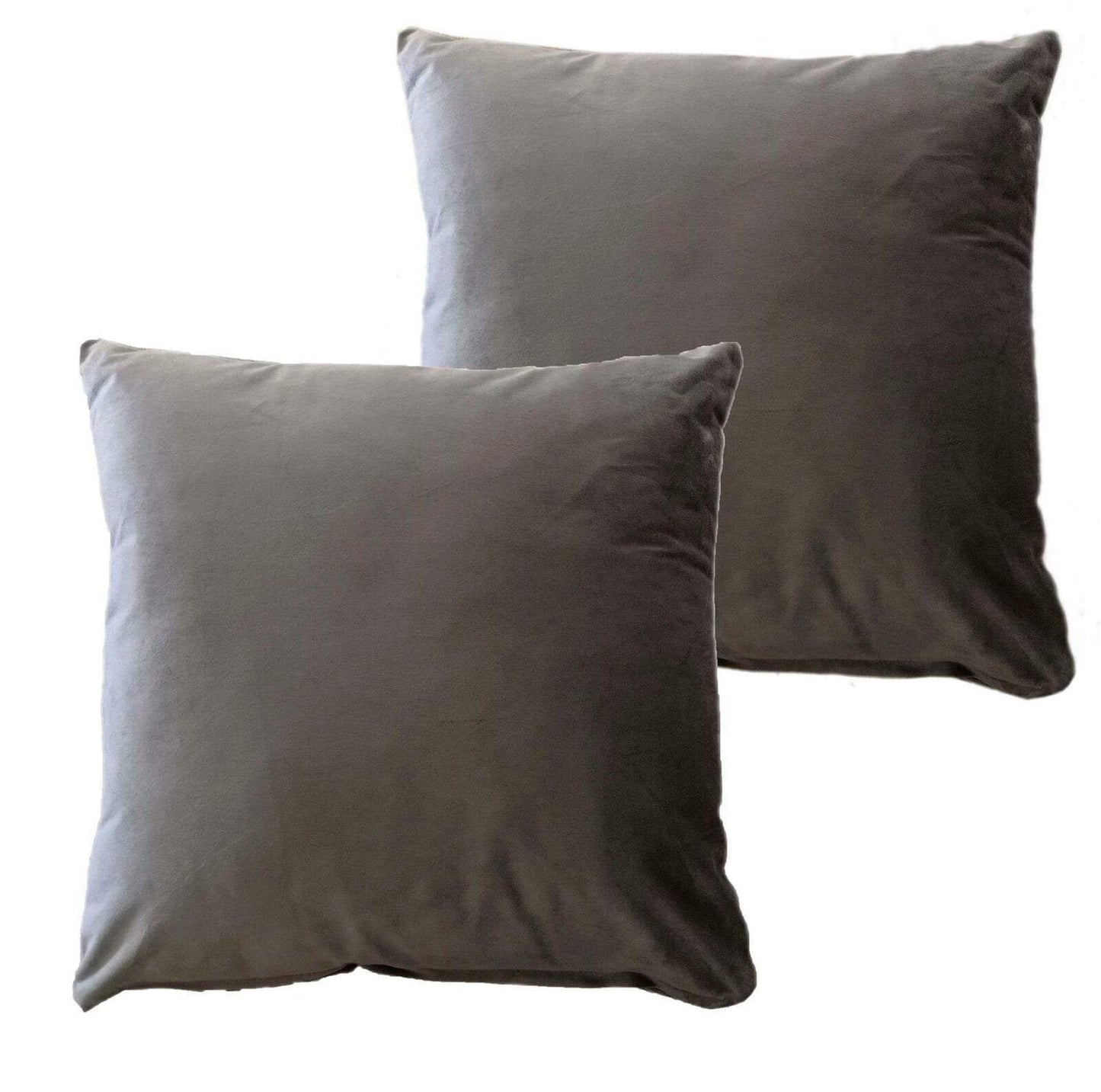 OLIVIA ROCCO Pack Of 2 Ultra-Soft Matte Velvet Cushion Covers 17x17 Inch Charcoal Silver Green Duck Egg Decorative Home Decor