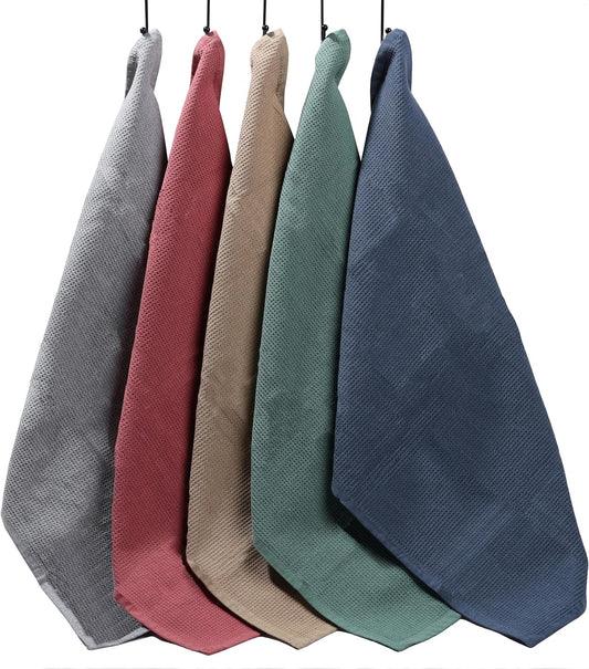 OLIVIA ROCCO 5 Pack Ultra Absorbent Waffle Kitchen Tea Towels Soft Cotton Assorted Colours For Home And Catering Use Set