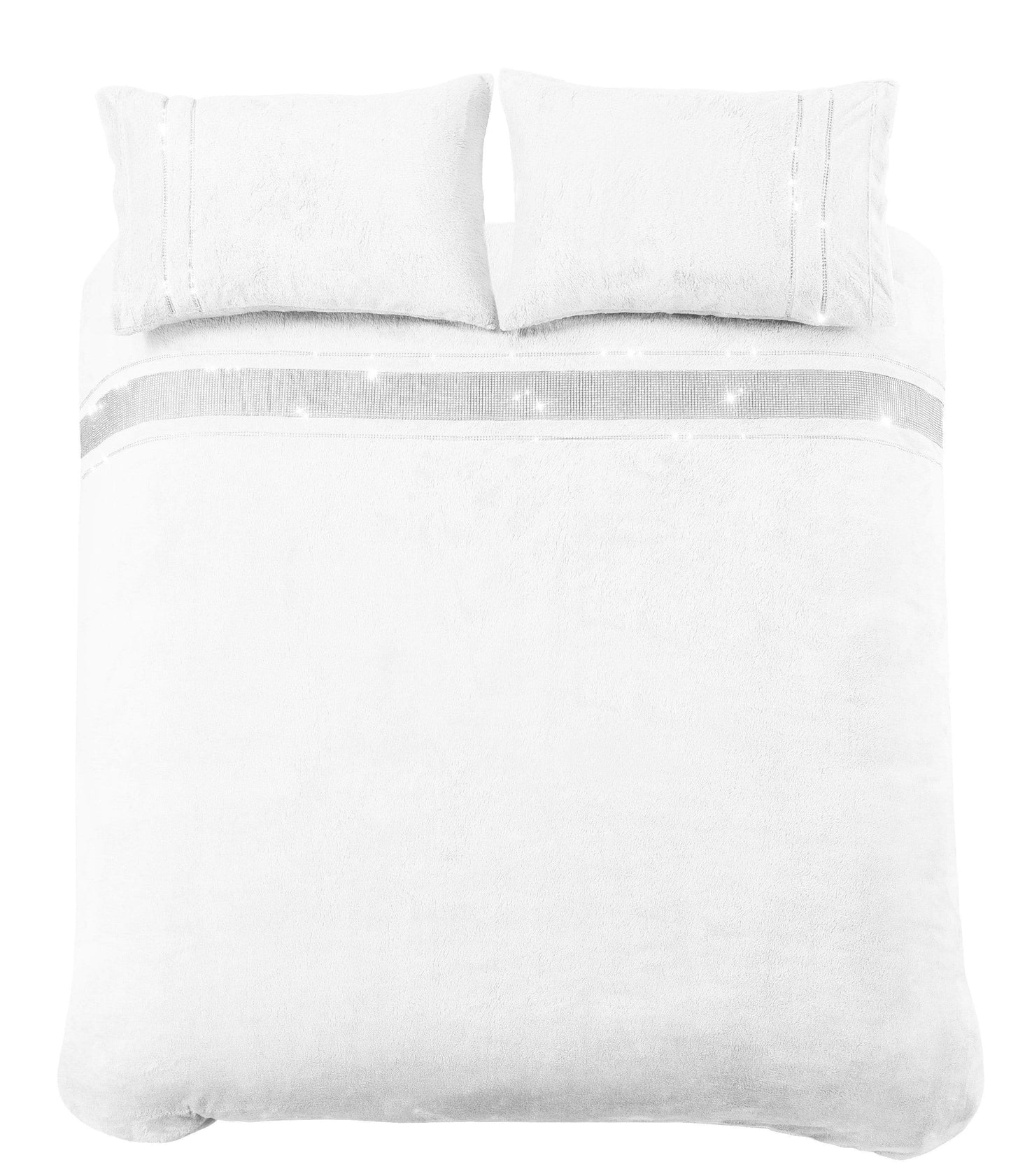 Paris Glitz Teddy Fleece Duvet Set Diamante Detailing Super Soft Faux Fur