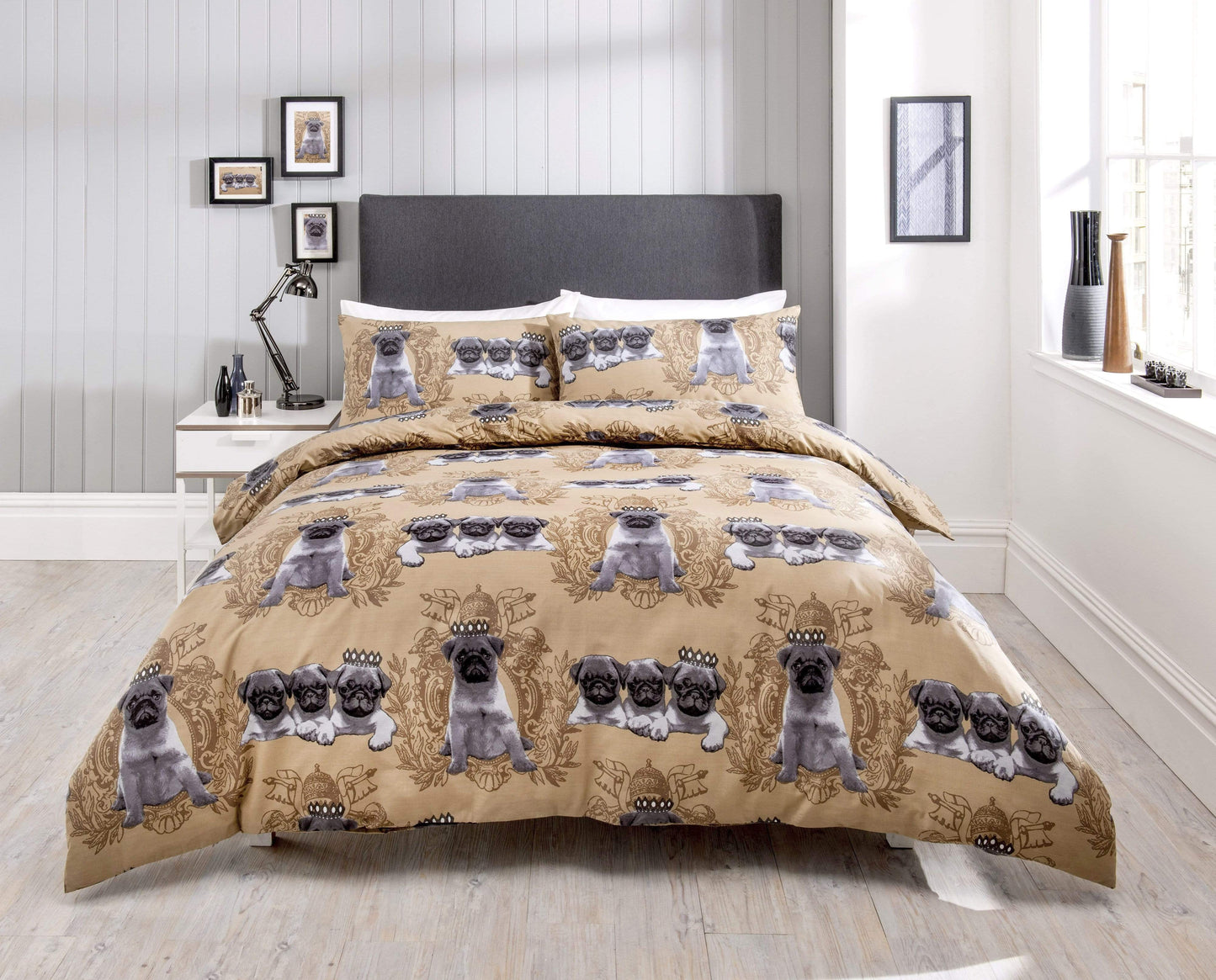 OLIVIA ROCCO Pugs Duvet Cover Set Cotton Rich Bedding With Bold Vibrant Colours Available In Single, Double And King Sizes