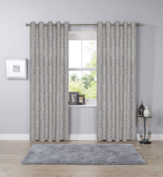 Savoy Hand Woven Jacquard Curtains Cotton Blend Eyelet Ring Top