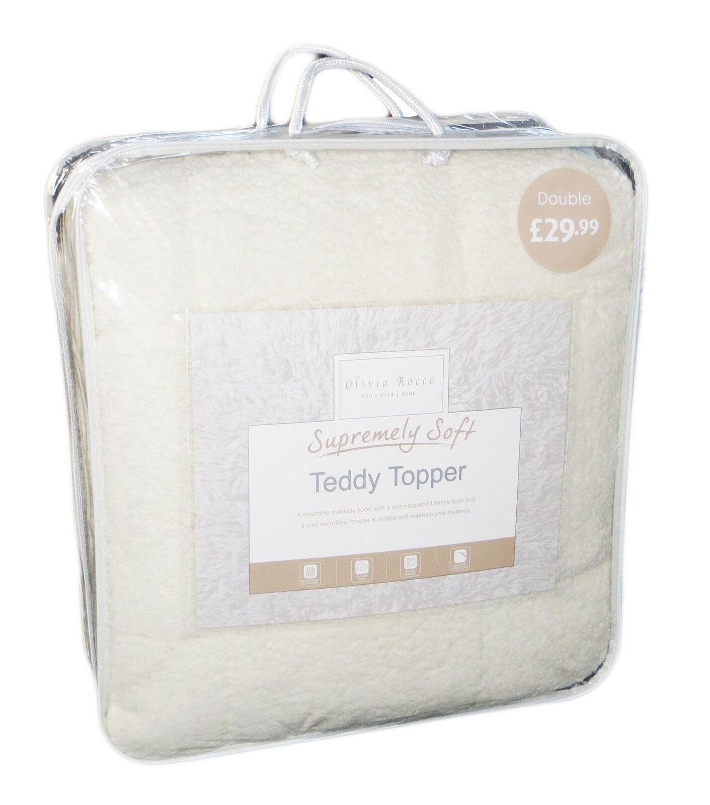 OLIVIA ROCCO Mattress Topper Supreme Comfort Extra Deep Dual Sided Fluffy Teddy OEKO-TEX Certified Fits Single Double King Super King