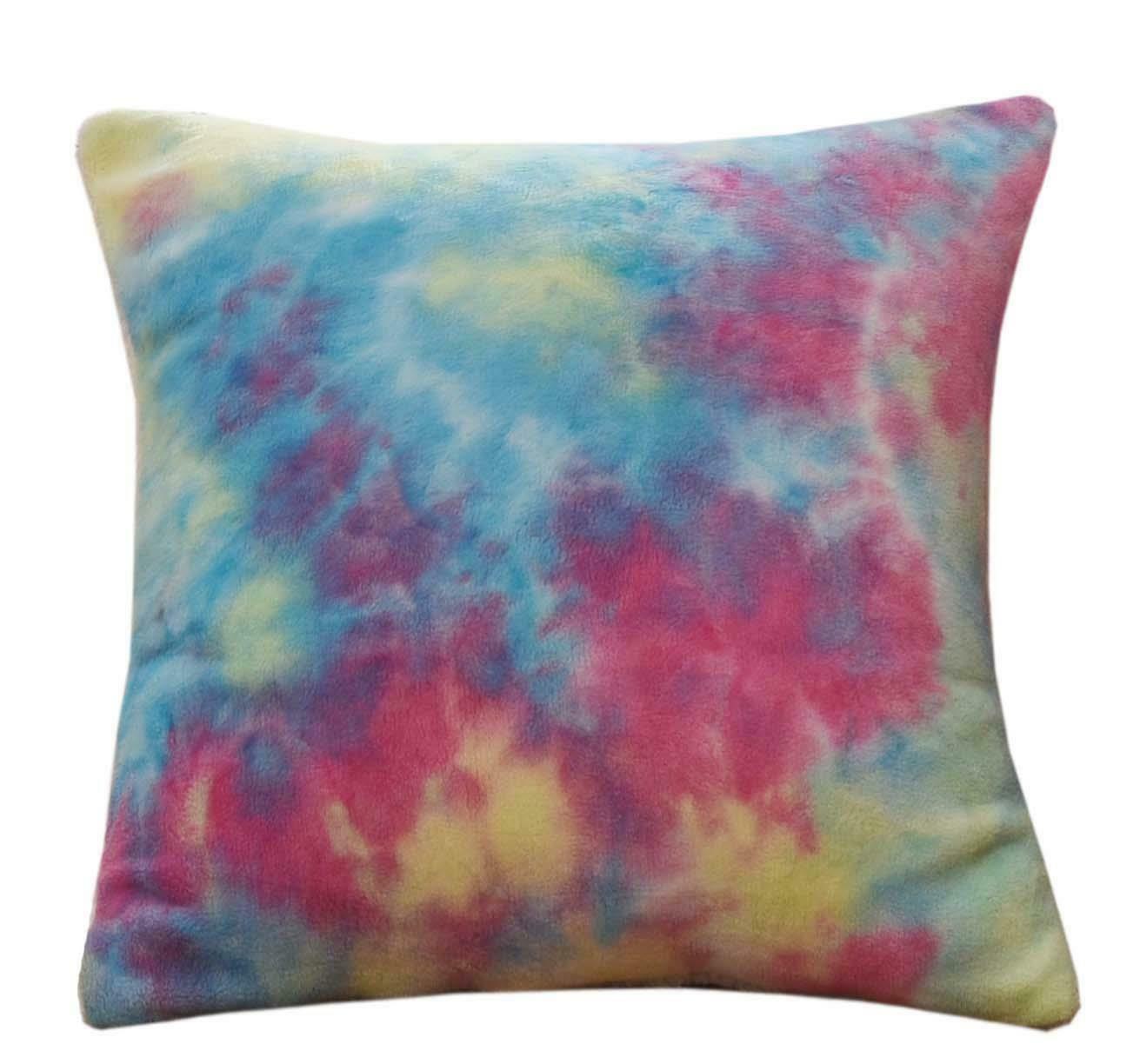 OLIVIA ROCCO Tie Dye Rainbow Teddy Fleece Duvet Set for Kids Reversible Bedding with Cushion and Throw Single and Double