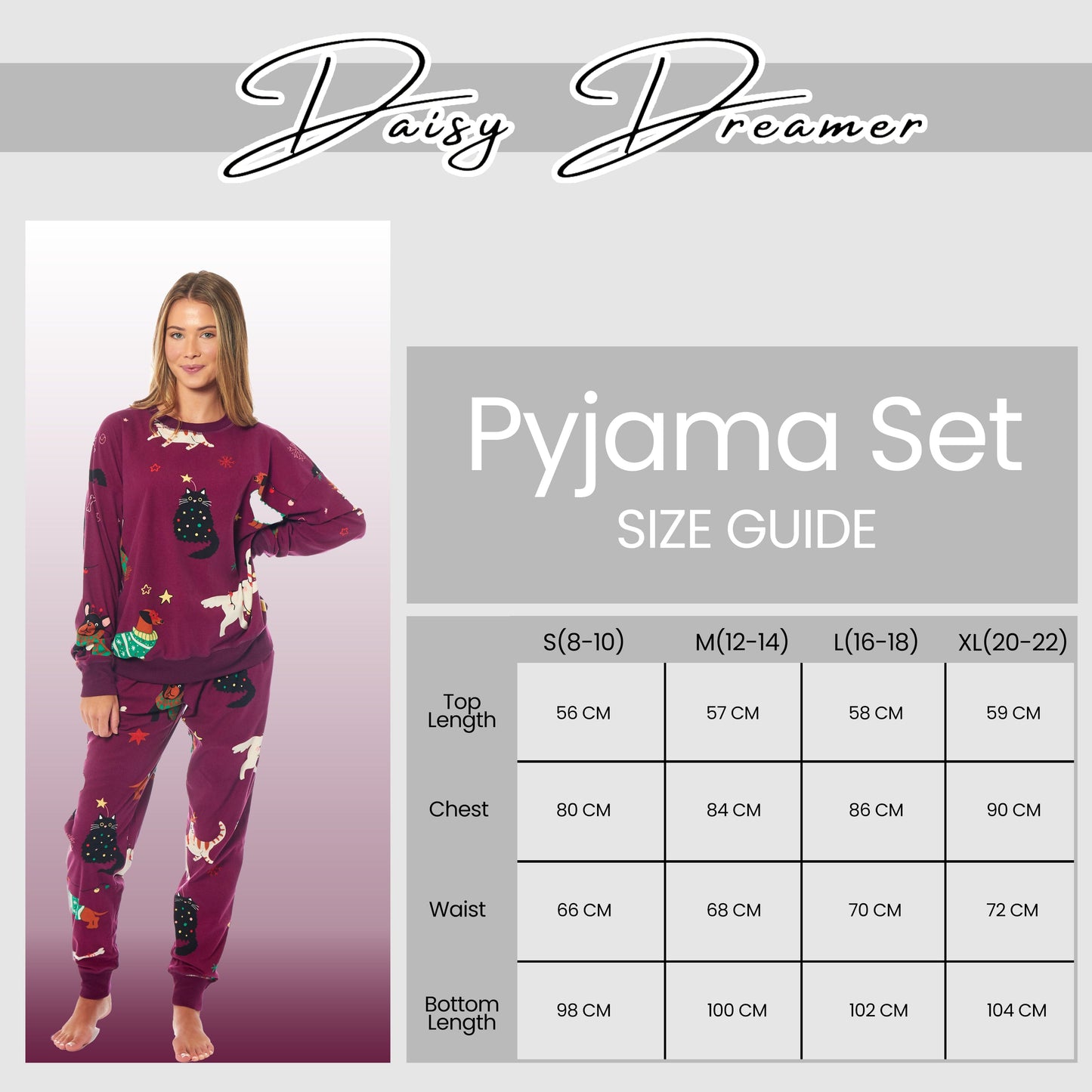 OLIVIA ROCCO Womens Cat And Dog Print Fleece Pyjama Set Long Sleeve Animal Print Warm Sleepwear Loungewear Soft And Cozy Nightwear