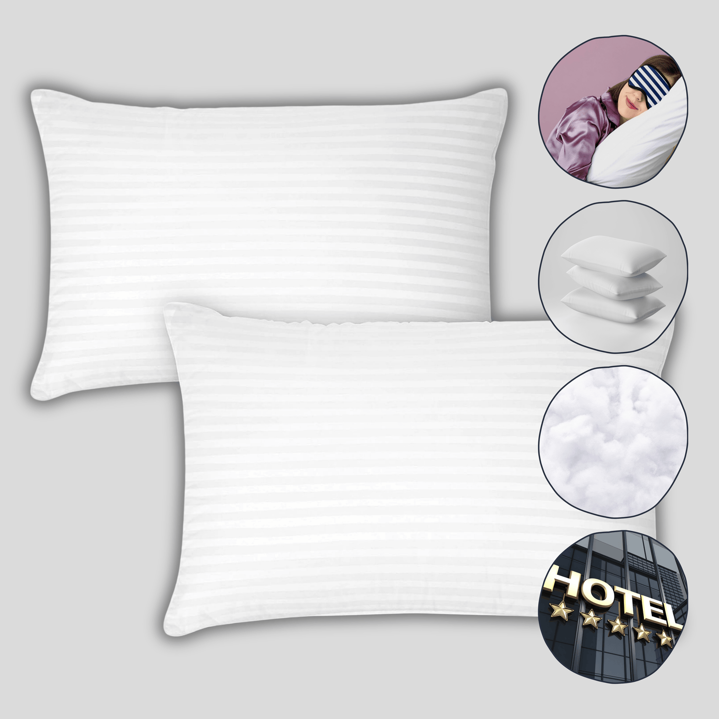 OLIVIA ROCCO 2 Pack Luxury Hotel Pillows Hypoallergenic Hollowfibre Soft Medium Support Breathable For Comfortable Sleep Standard Size