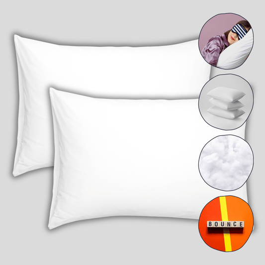 OLIVIA ROCCO 2 Pack Super Bounce Back Pillows Luxury Fibre Filling Soft To Medium Firmness Made In England Premium Quality Bedding