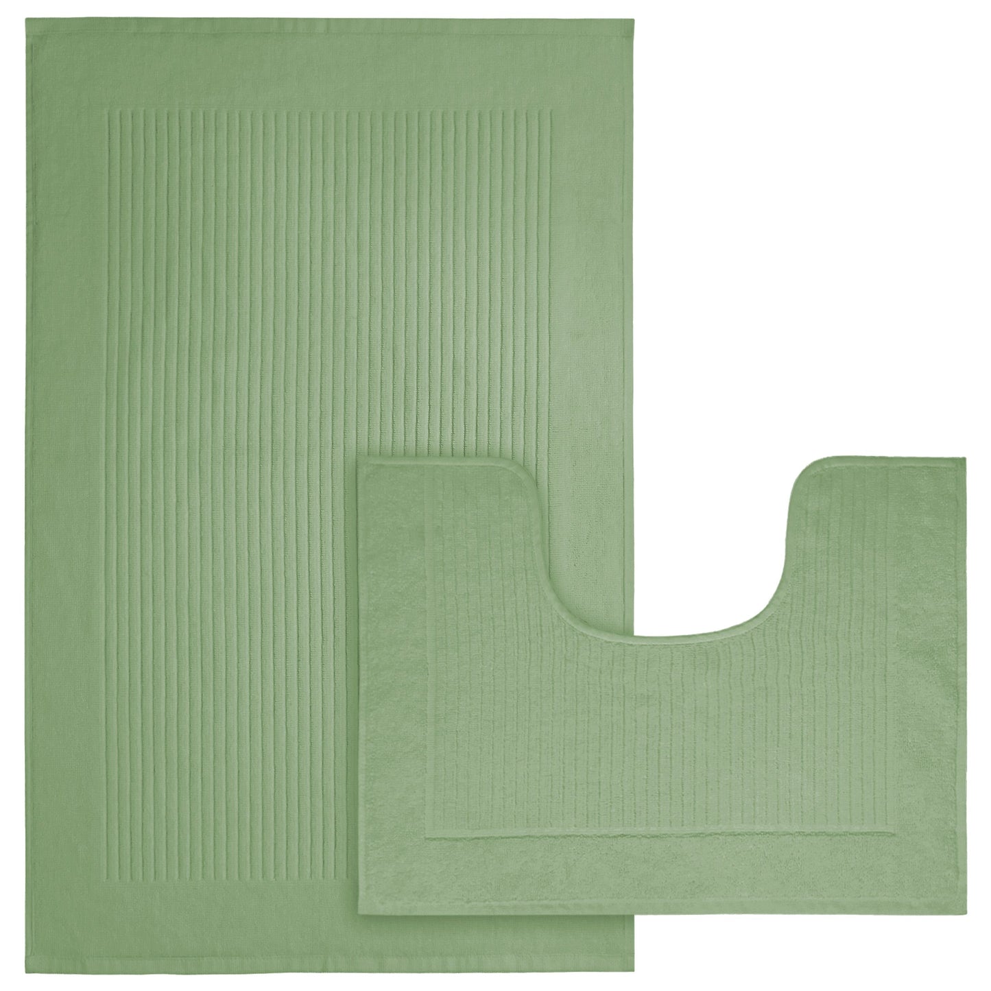 OLIVIA ROCCO Monaco 2 Piece Bath Mat And Pedestal Set Non Slip Water Absorbent 100 Percent Cotton Mats For Safety And Comfort