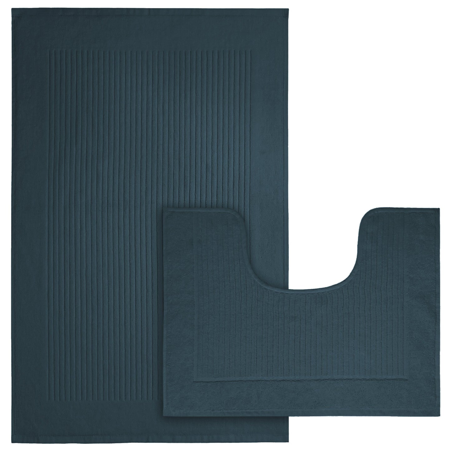 OLIVIA ROCCO Monaco 2 Piece Bath Mat And Pedestal Set Non Slip Water Absorbent 100 Percent Cotton Mats For Safety And Comfort