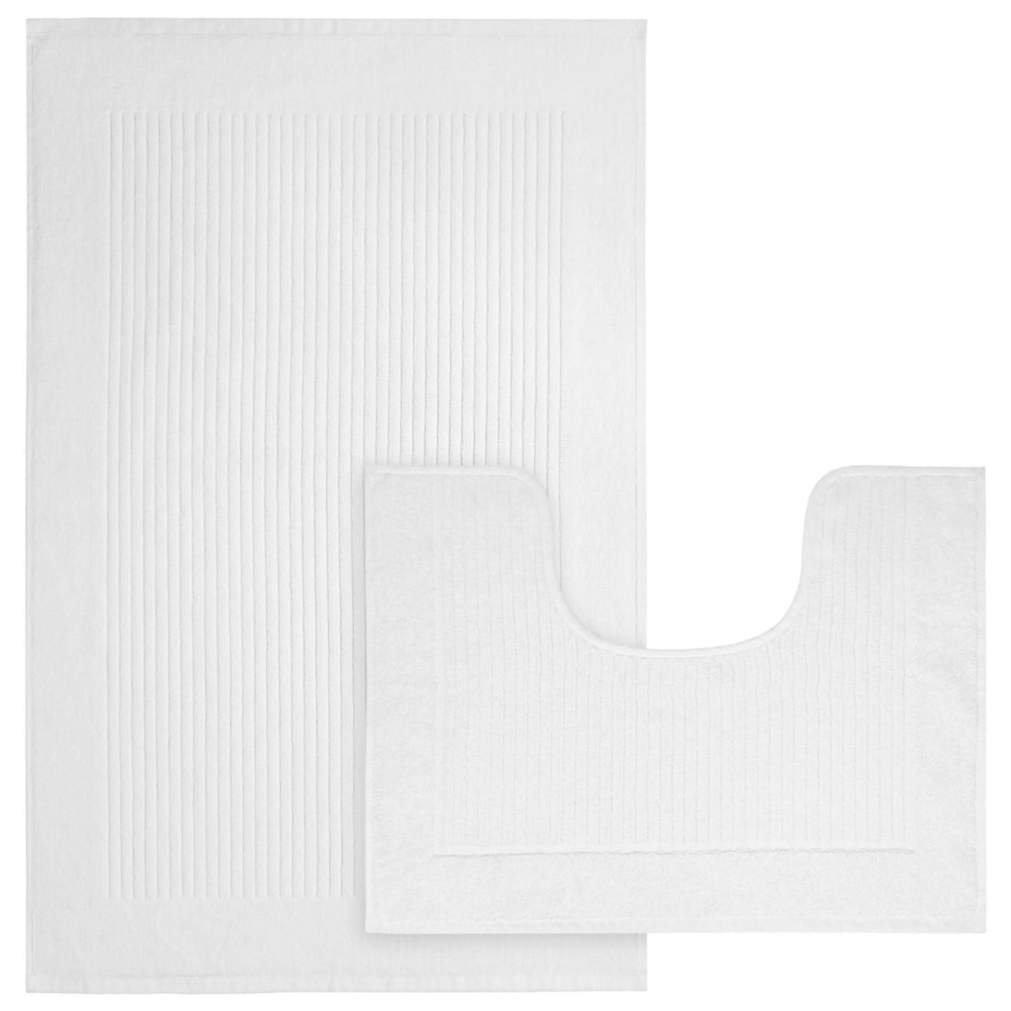 OLIVIA ROCCO Monaco 2 Piece Bath Mat And Pedestal Set Non Slip Water Absorbent 100 Percent Cotton Mats For Safety And Comfort