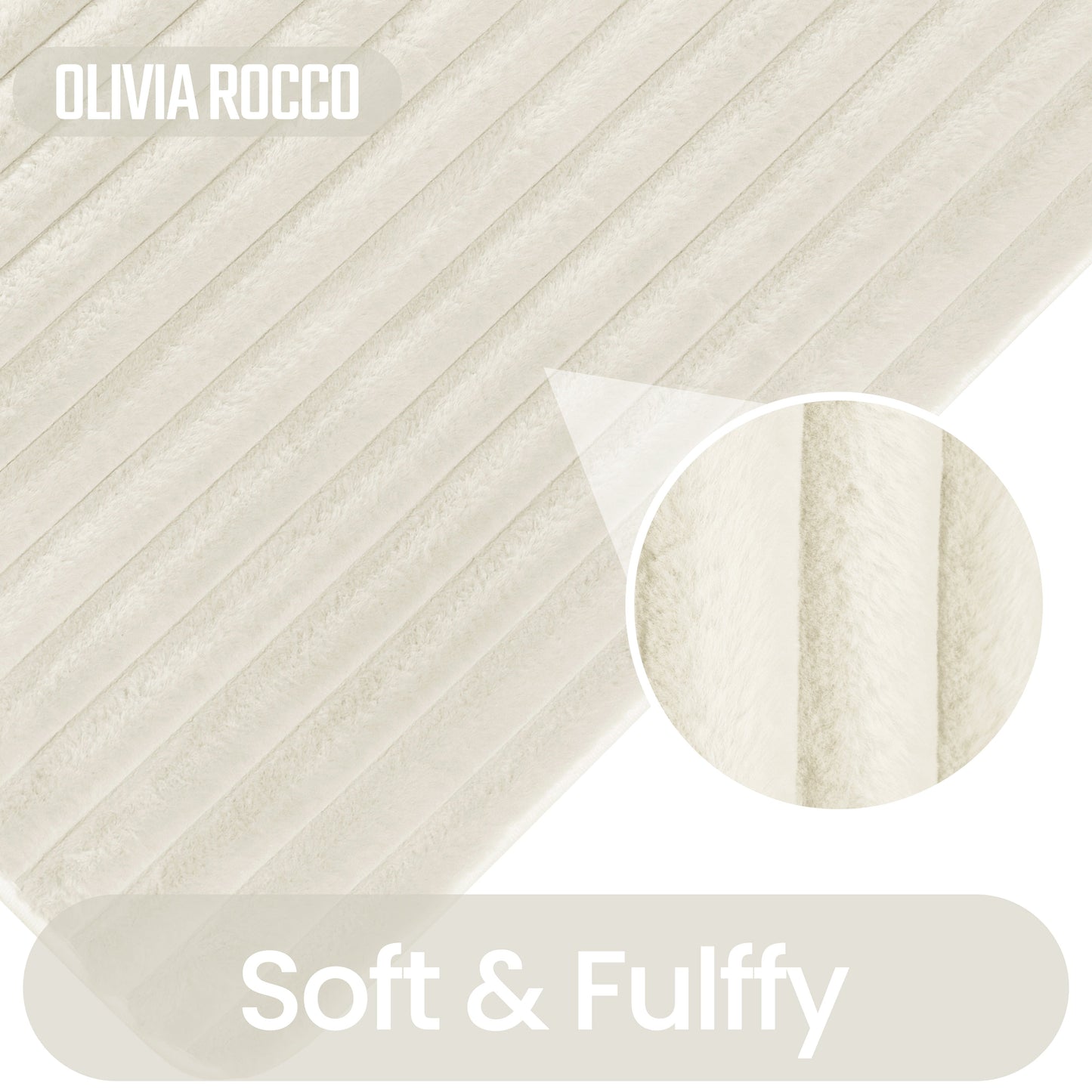 OLIVIA ROCCO 2 Piece Ribbed Bath Mat Set Cream Extra Soft Non Slip Super Absorbent Easy Care Bathroom And Toilet Mats For Home Use