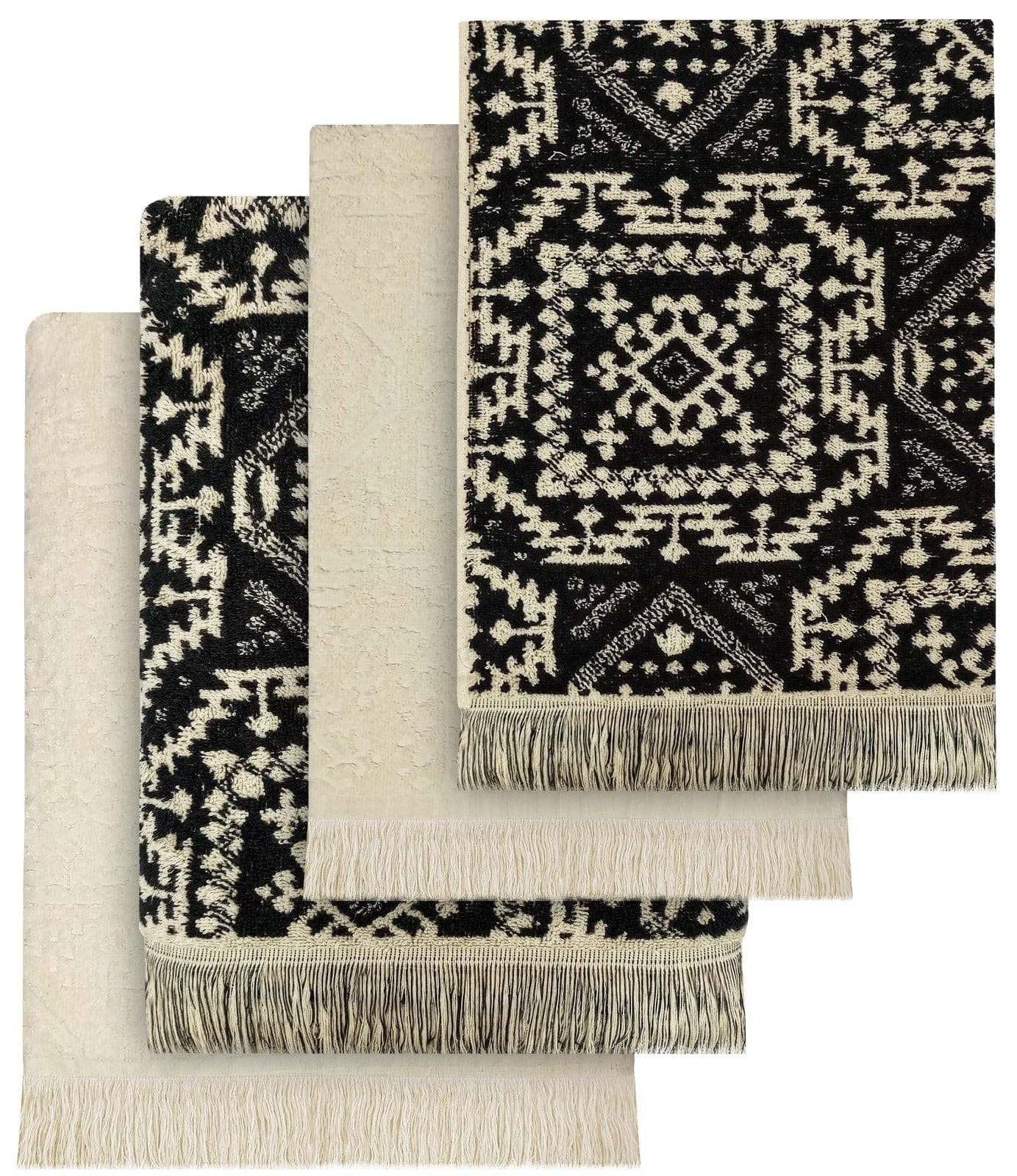 OLIVIA ROCCO 4 Piece Moroccan Towel Set - 100% Cotton, 500GSM, High Absorbency, Quick Drying, Soft Hand And Bath Towels, Elegant Bathroom Decor