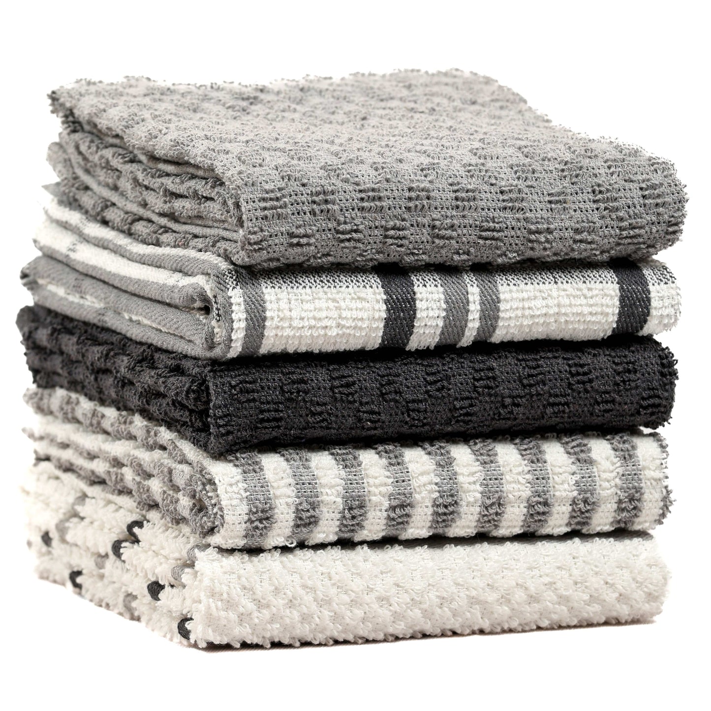 OLIVIA ROCCO 5 Pack Cotton Terry Kitchen Towels 45x65cm Super Absorbent Quick Drying Durable for Home and Professional Use