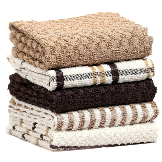 OLIVIA ROCCO 5 Pack Cotton Terry Kitchen Towels 45x65cm Super Absorbent Quick Drying Durable for Home and Professional Use