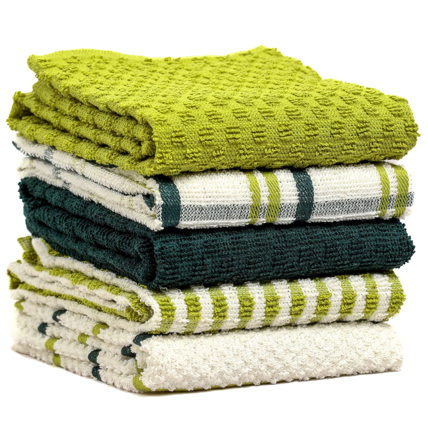 OLIVIA ROCCO 5 Pack Cotton Terry Kitchen Towels 45x65cm Super Absorbent Quick Drying Durable for Home and Professional Use