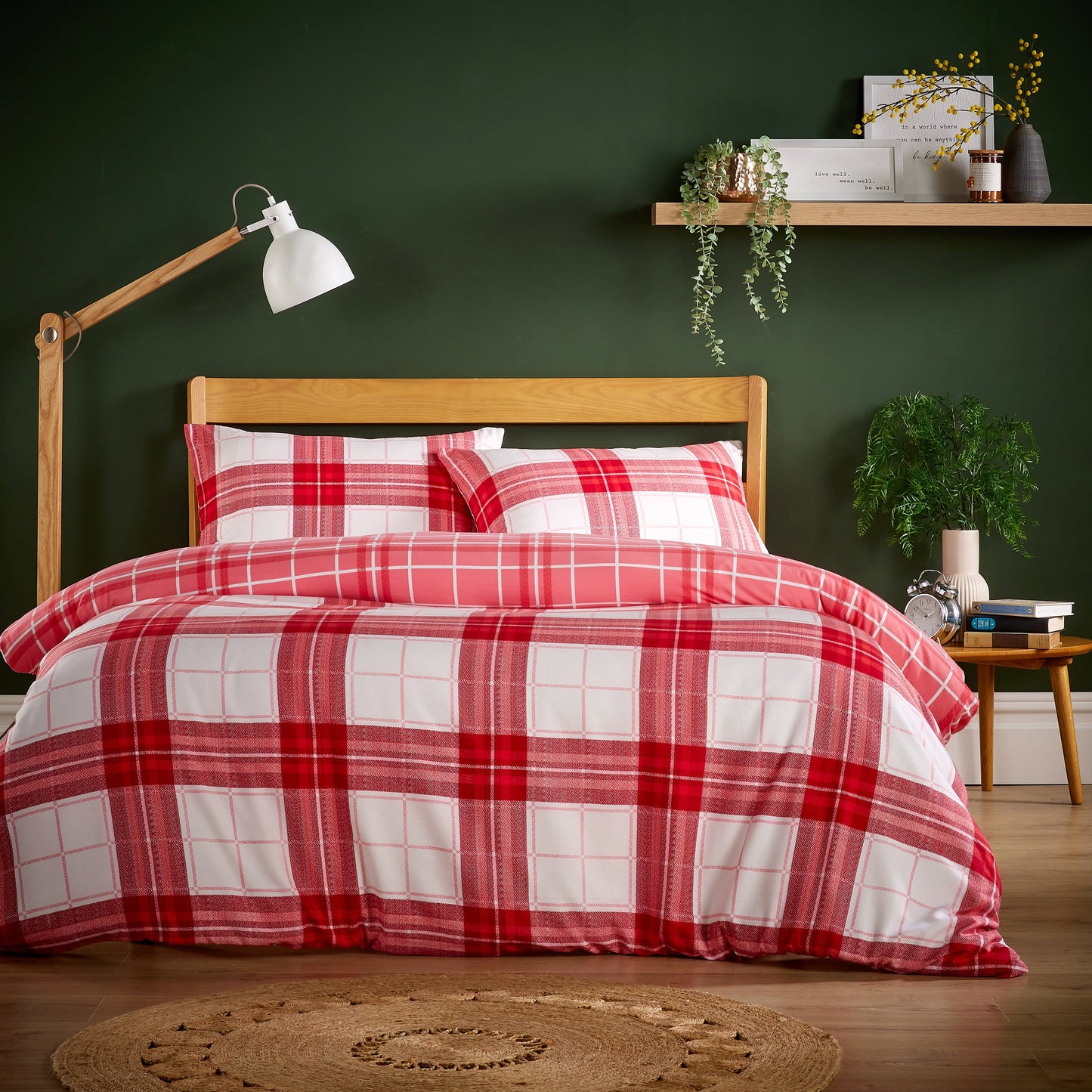 OLIVIA ROCCO Alba Red Super Soft Flannel Duvet Cover Set With Pillowcases Warm Cosy Bedding In Multiple Sizes Available Now