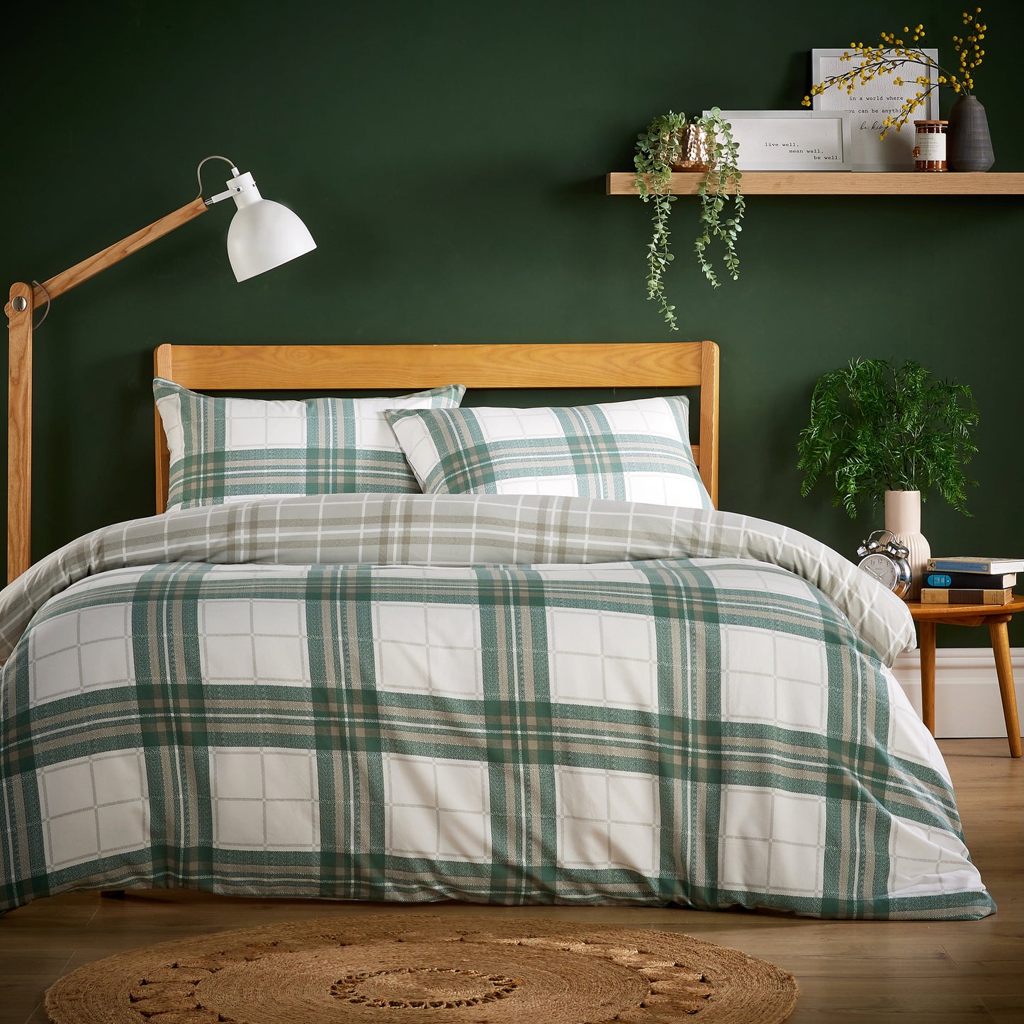 OLIVIA ROCCO Alba Sage Green Super Soft Flannel Duvet Cover Set With Pillowcases Warm Cozy Bedding In Multiple Sizes All Season Comfort