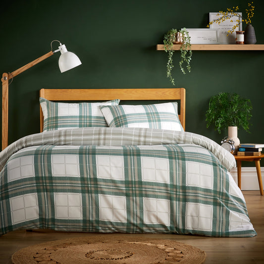 OLIVIA ROCCO Alba Sage Green Super Soft Flannel Duvet Cover Set With Pillowcases Warm Cozy Bedding In Multiple Sizes All Season Comfort