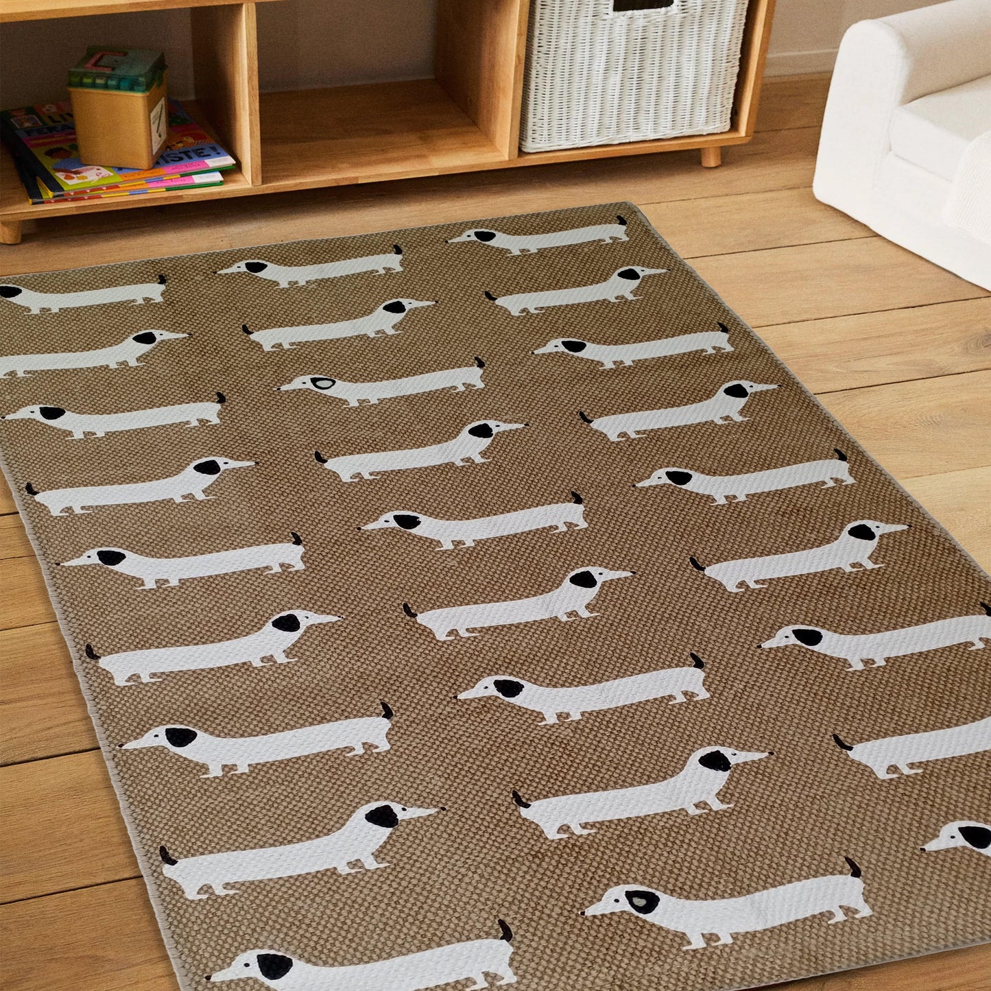 OLIVIA ROCCO Animal Print Sausage Dog Non-Slip Rug Eco-Friendly Durable Floor Rug For Living Room Bedroom Hallway Office