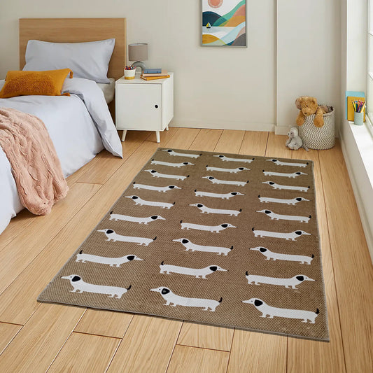 OLIVIA ROCCO Animal Print Sausage Dog Non-Slip Rug Eco-Friendly Durable Floor Rug For Living Room Bedroom Hallway Office
