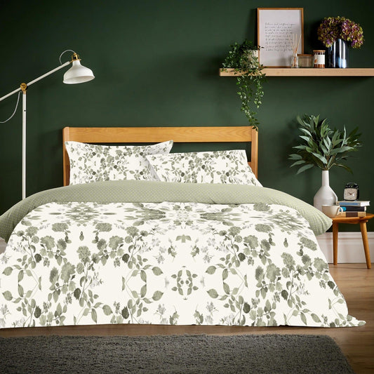 OLIVIA ROCCO Duvet Cover Set Flannel Sage Green With Pillowcases Super Soft Warm Quilt Bedding Available In Multiple Sizes
