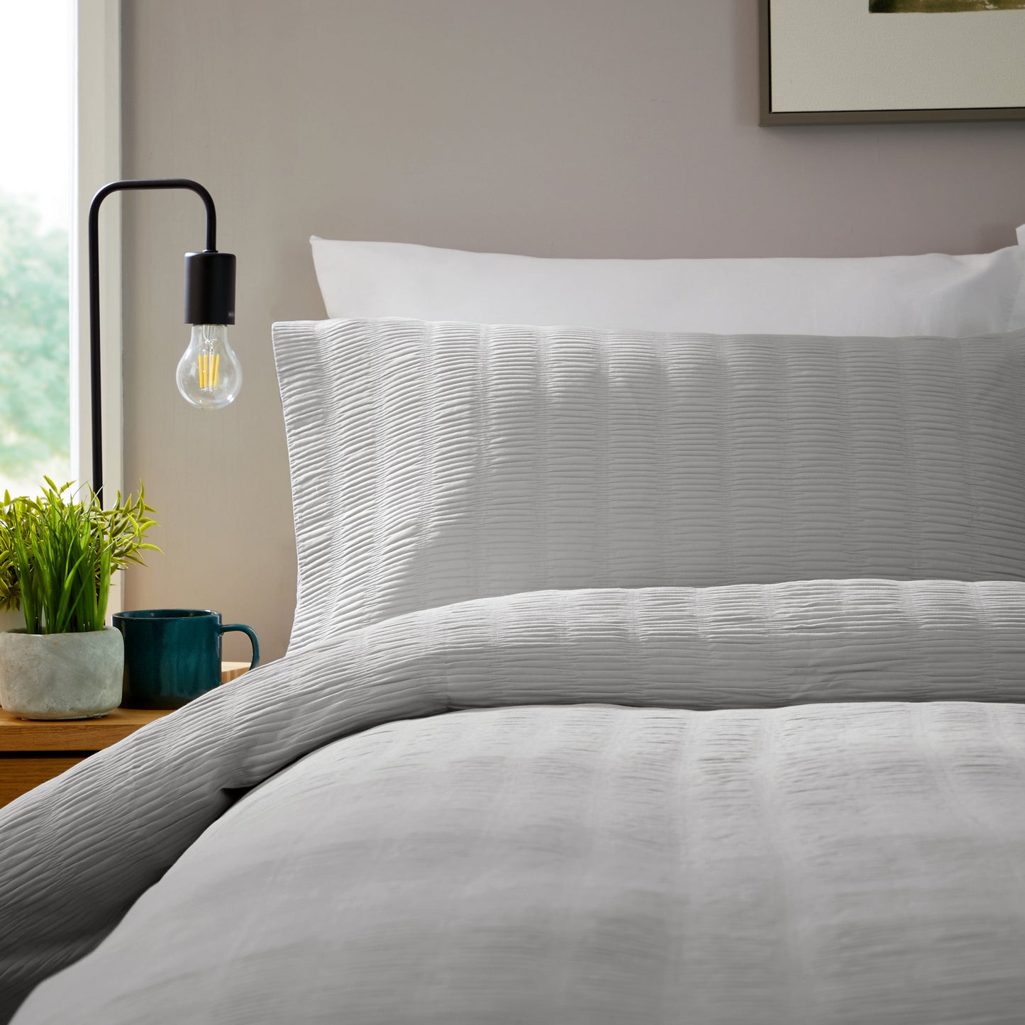 OLIVIA ROCCO Belgravia Grey Microfibre Duvet Cover Set With Pillowcases Soft Easy Care Machine Washable Bedding Modern Quilt Style