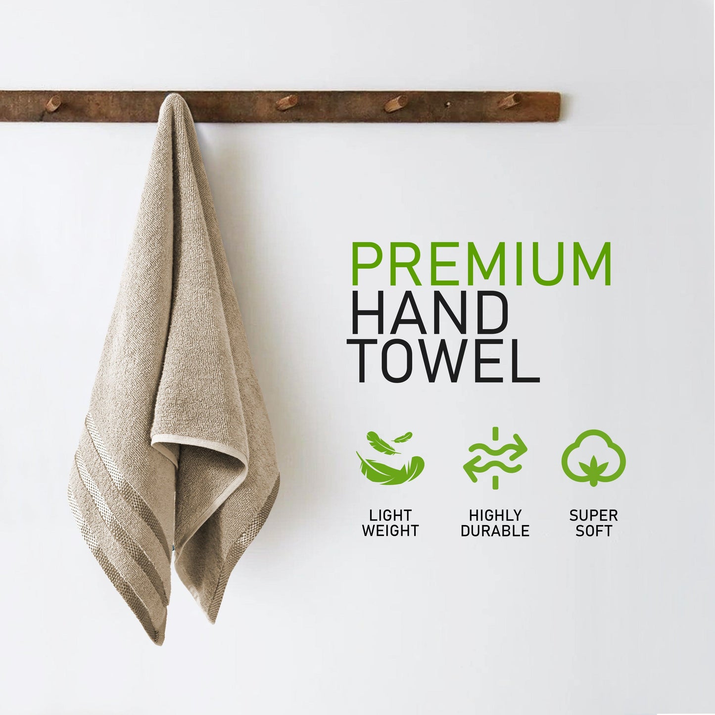 OLIVIA ROCCO Belmont Viscose Stripe Beige Towels 100 Percent Cotton Hotel Quality Super Absorbent 10 Piece Bale Set 4 Hand Towels And 12 Face Cloths