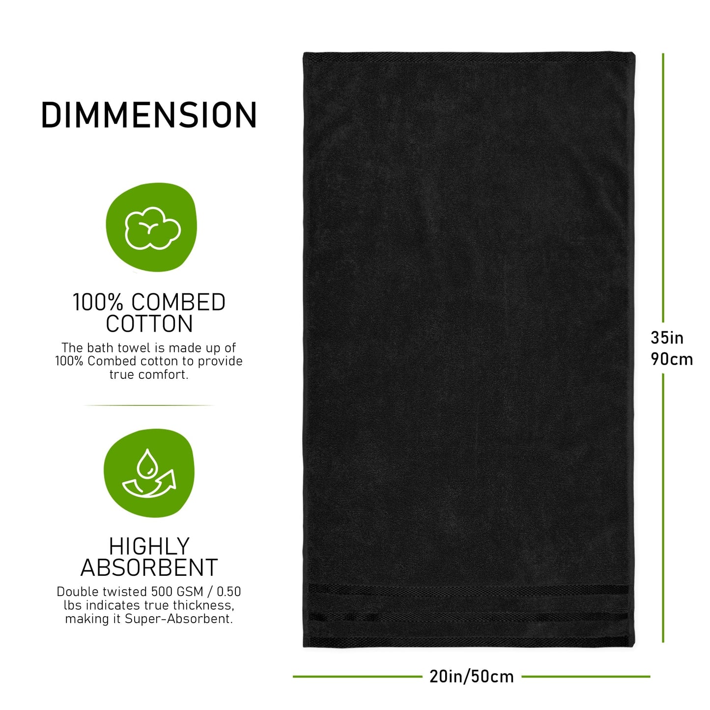 OLIVIA ROCCO Towels Belmont Viscose Stripe Black 100 Percent Cotton Hotel Quality Super Absorbent 10 Piece Bale Set 4 Hand Towels 12 Face Cloths