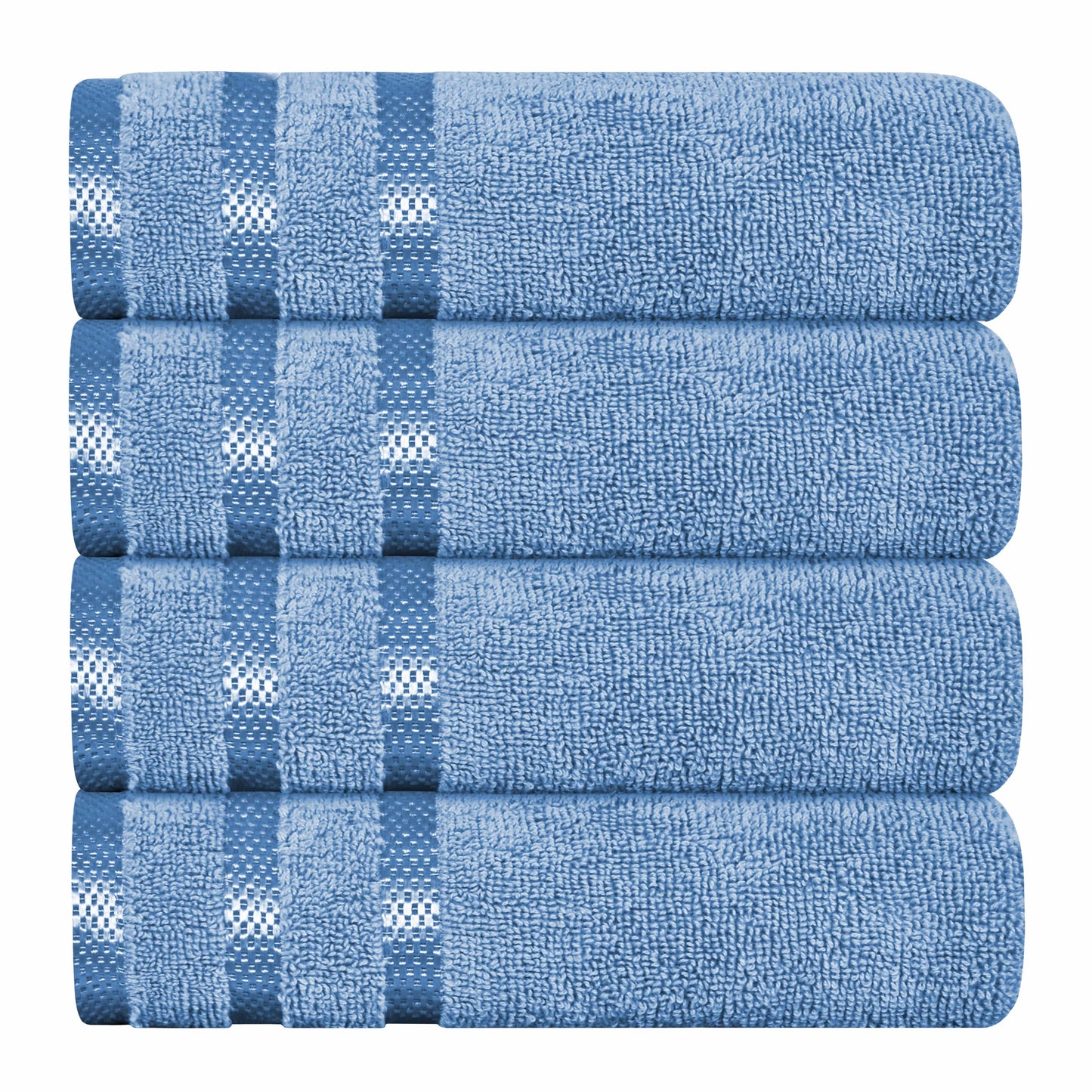 OLIVIA ROCCO Belmont Viscose Stripe Blue Towels 100 Percent Cotton Hotel Quality Super Absorbent 10 Piece Bale Set 4 Hand Towels And 12 Face Cloths