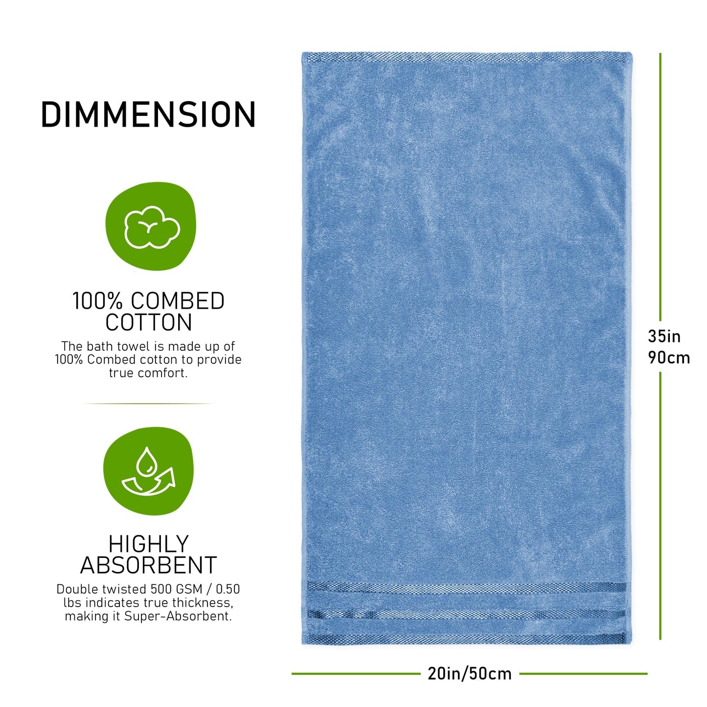 OLIVIA ROCCO Belmont Viscose Stripe Blue Towels 100 Percent Cotton Hotel Quality Super Absorbent 10 Piece Bale Set 4 Hand Towels And 12 Face Cloths
