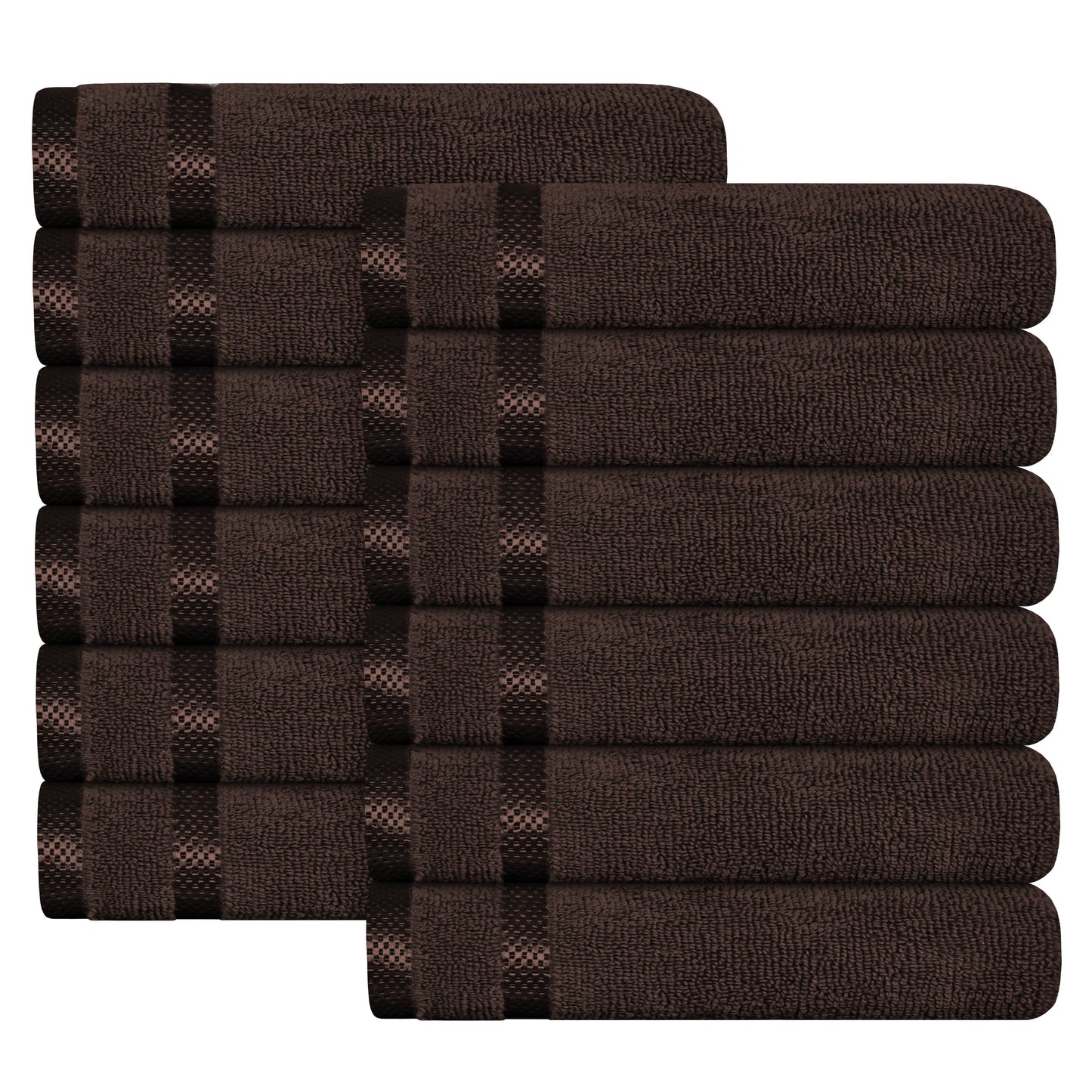 OLIVIA ROCCO Belmont Viscose Stripe Brown Towels 100% Cotton Hotel Quality Super Absorbent 10 Piece Bale Set Includes 4 Hand Towels And 12 Face Cloths